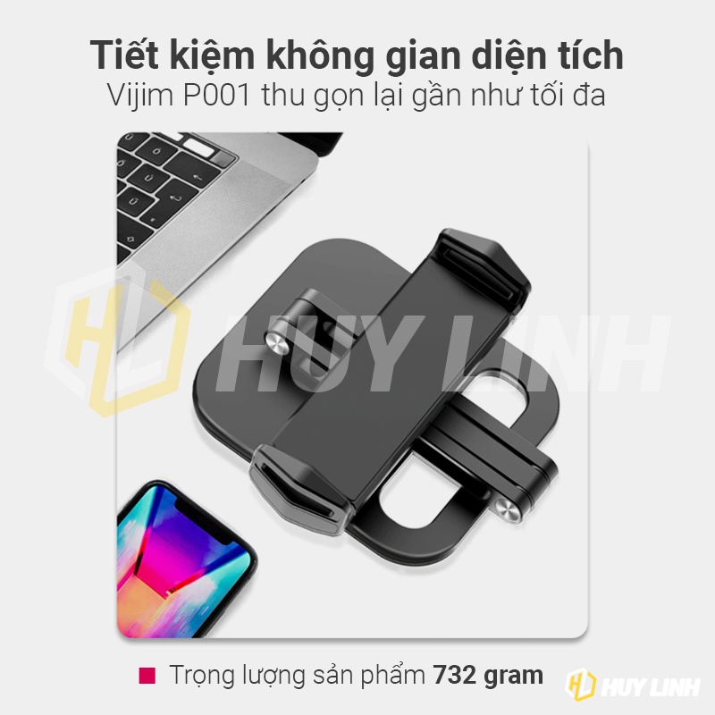 Vijim P001 | Giá đỡ để bàn kẹp điện thoại máy tính bảng bằng kim loại chắc chắn có thể gấp gọn