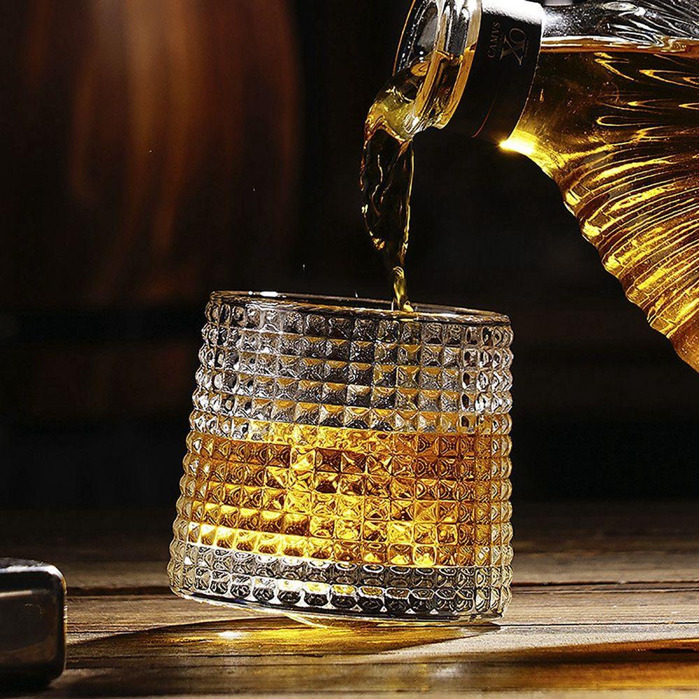 Ly Thủy Tinh Uống Rượu Xoay Được Bằng Gỗ Mun Dành Cho Scotch Lovers|Mắt Kính Uống Rượu Whiskey Thiết Kế Tinh Tế