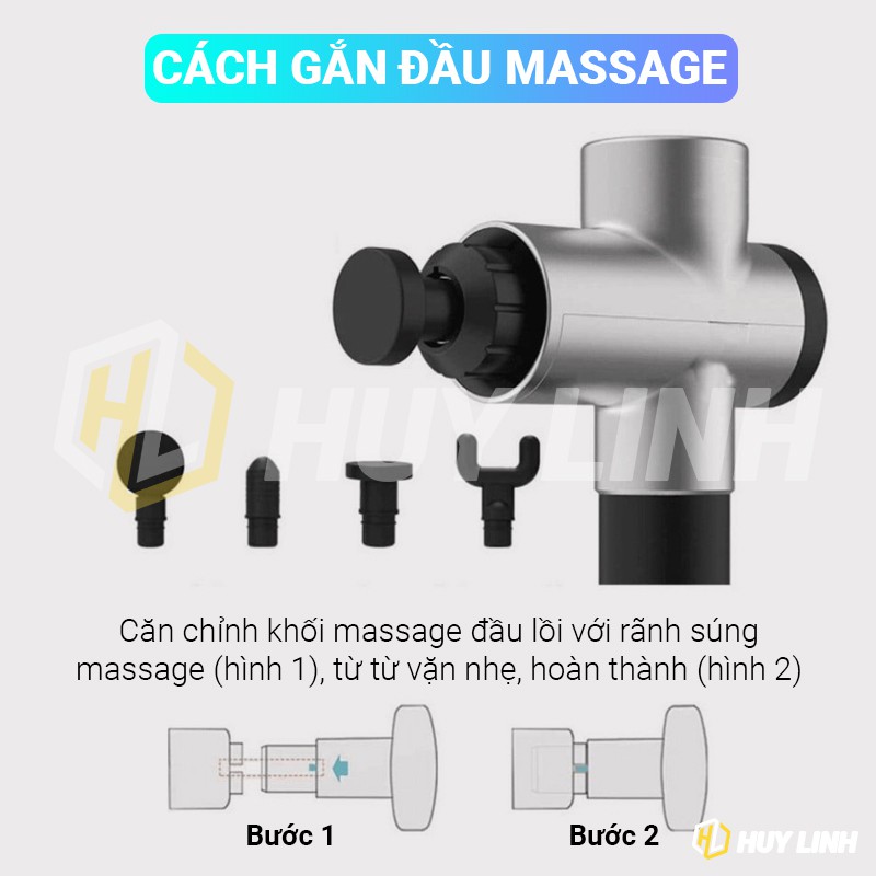 Máy massage Fascial Gun 4 đầu 6 chức năng HL25 - Massage cầm tay thư giản cơ bắp