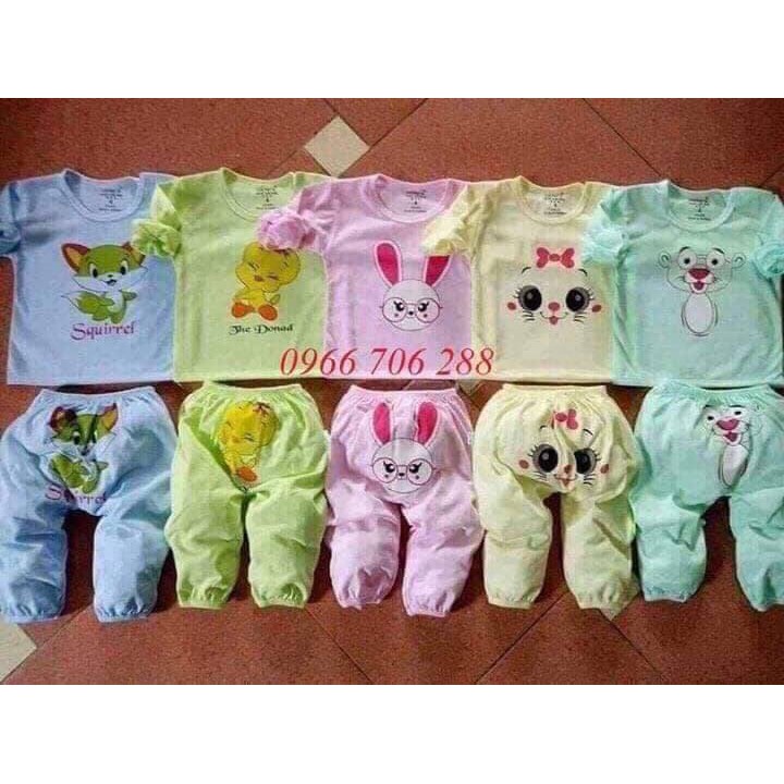 (Sỉ) (Xả kho) Set 5 bộ quần áo trẻ em 0-5 tuổi- Hàng thun cotton dài cài khuy vai