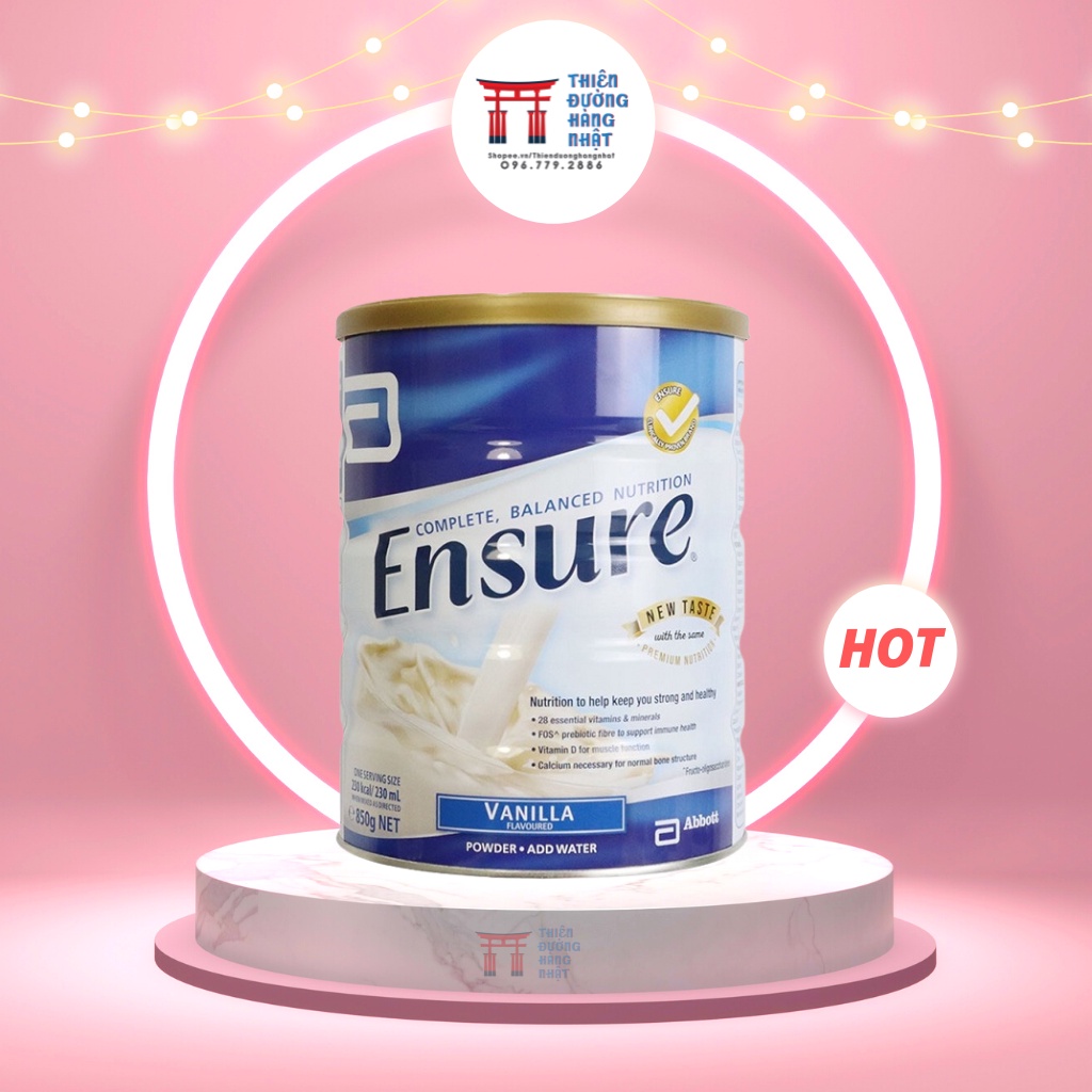 Sữa bột Ensure Úc vị vani 850g [Date T8/ 2024]