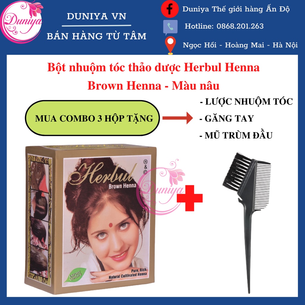 Bột Nhuộm Tóc Herbul Henna Brown - Màu Nâu