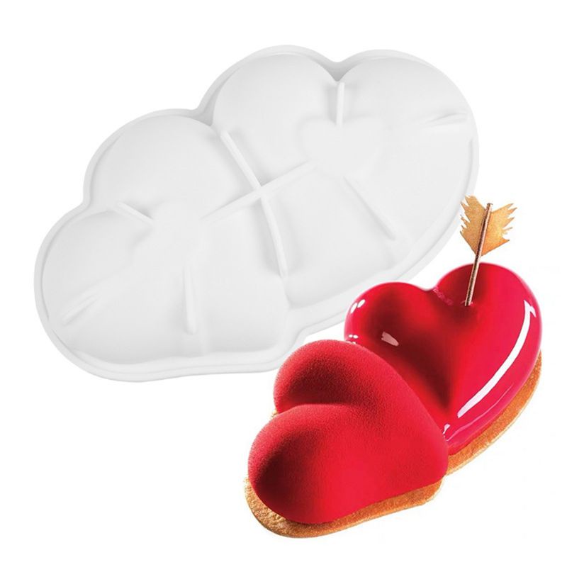 Khuôn Silicone Làm Bánh Hình Trái Tim Đôi Tiện Dụng