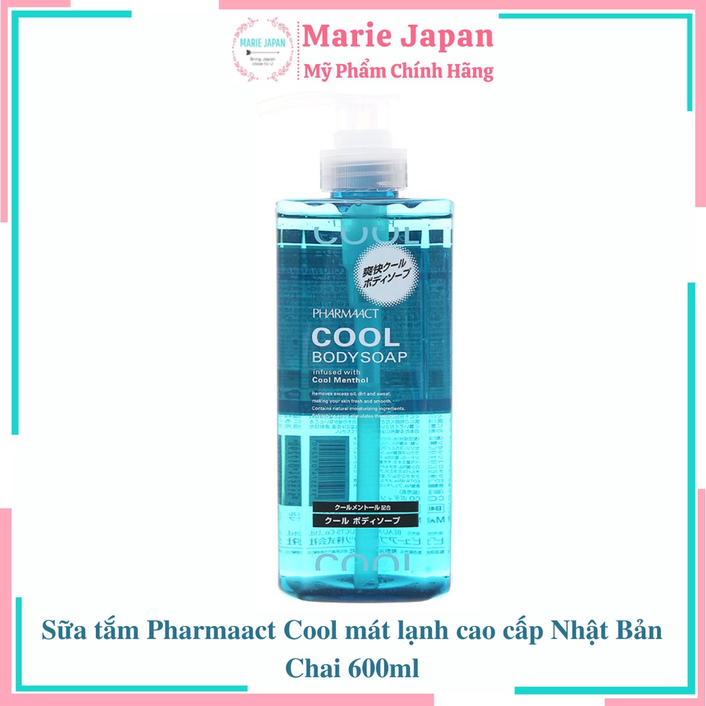 Sữa Tắm Nam PHARMAACT COOL Bạc Hà Mát Lạnh Cao Cấp 600ML Nhật Bản