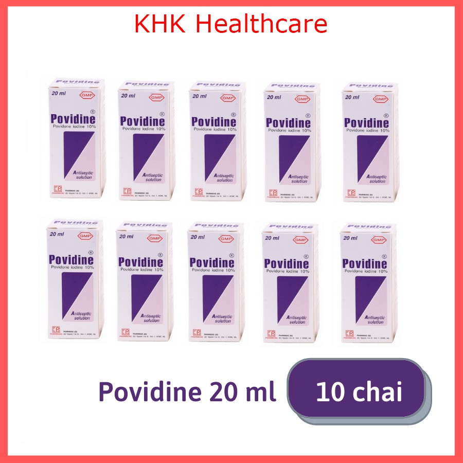 Lốc 10 chai Povidine 10% Pharmedic, chai 20ml