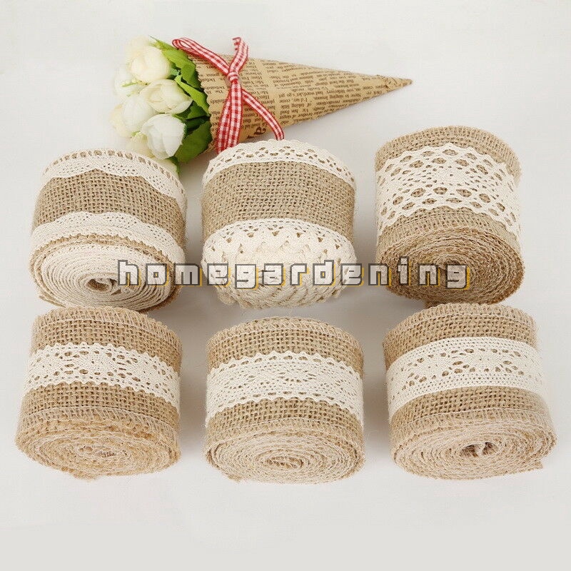 Dây Ruy Băng Vải Bố Phối Ren Dài 2M Trang Trí Tiệc Cưới