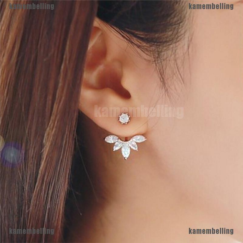 (kam) Bán Chạy Bông Tai Kẹp Hình Chiếc Lá Đính Đá Thời Trang Cho Nữ