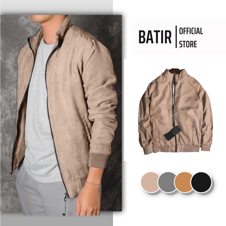 Áo khoác nam da lộn BATIR, áo da lót lông nam form rộng phong cách ulzzang