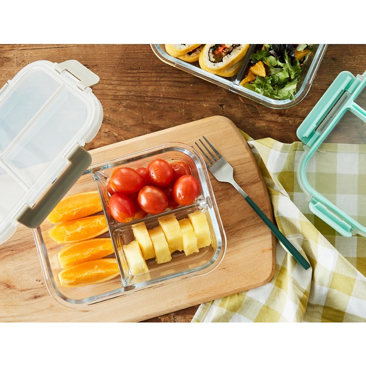 Hộp thủy tinh 3 ngăn Lock&amp;Lock Glass Food Container dung tích 1040ml LLG458