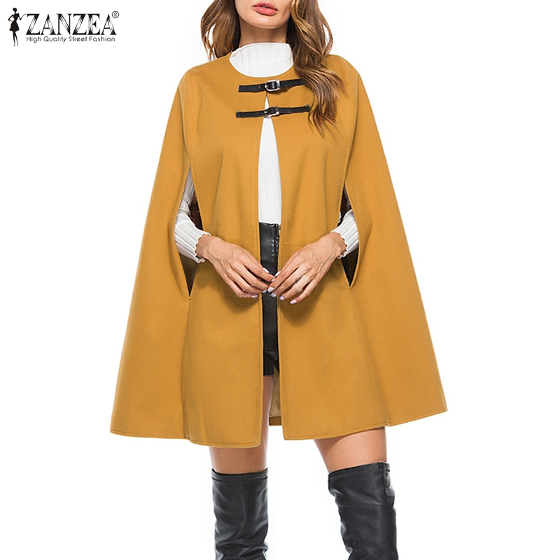 Áo Khoác ZANZEA Giả Da Cổ Tròn Đính Nút Thời Trang Cho Nữ