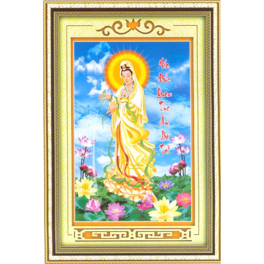 Tranh Đính Đá ABC 3D Vía Đức Quan Thế Âm Bồ Tát 63084  KT:50X74CM