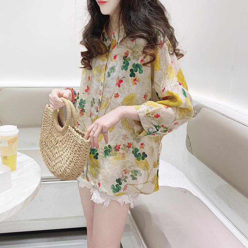 Áo nữ tay 3/ 4 in hoa thời trang Hàn Quốc cho nữ