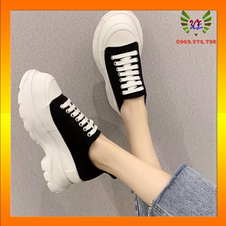 Giày Sneaker độn đế cao 7cm giày đen đế trắng mới nhất (Hỗ Trợ Đổi Trả) cổ thấp