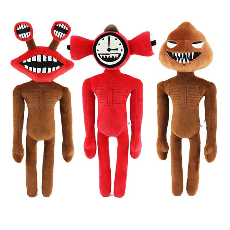 40cm Siren Head Horror Plush Toy Big Mouth Clock Poop Monster Stuffed Doll Kid Gifts