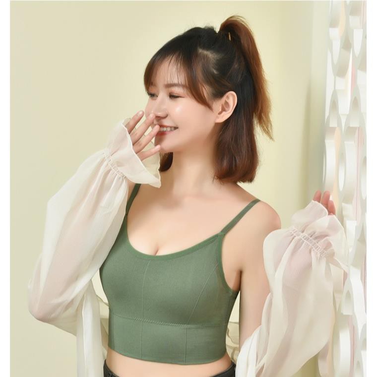 Áo Bra Nữ Thể Thao 2 Dây Tập Gym Yoga mặc Trong Croptop, Mặc đi biển, Đệm dày chắc chắn, Áo co giãn tốt AH015 ་