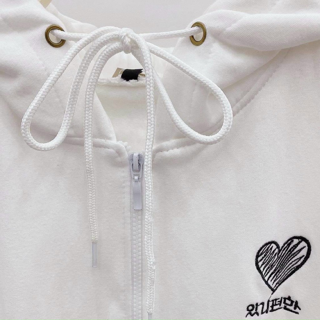 Áo hoddie form rộng thêu Tim màu trắng unisex nam nữ | BigBuy360 - bigbuy360.vn