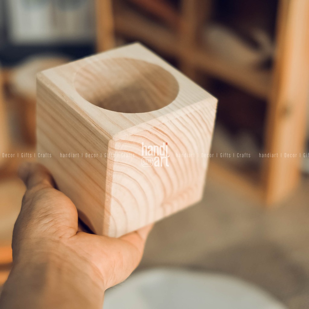 Chậu gỗ để bàn - chậu gỗ trồng sen đá - wooden pots