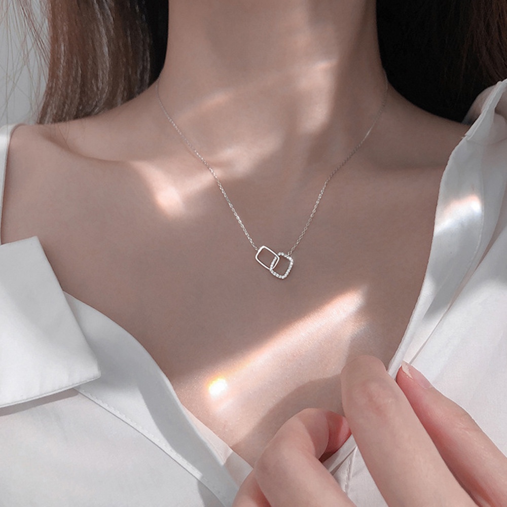 Vòng cổ Hai Lớp Mặt Vuông Thời Trang Cho Nữ