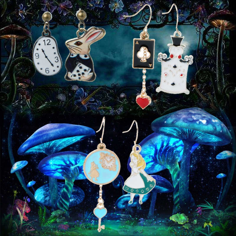 Wmmb Khuyên Tai Thả Hình Đồng Hồ Alice in Wonderland Đẹp Mắt Cho Tiệc Cocktail