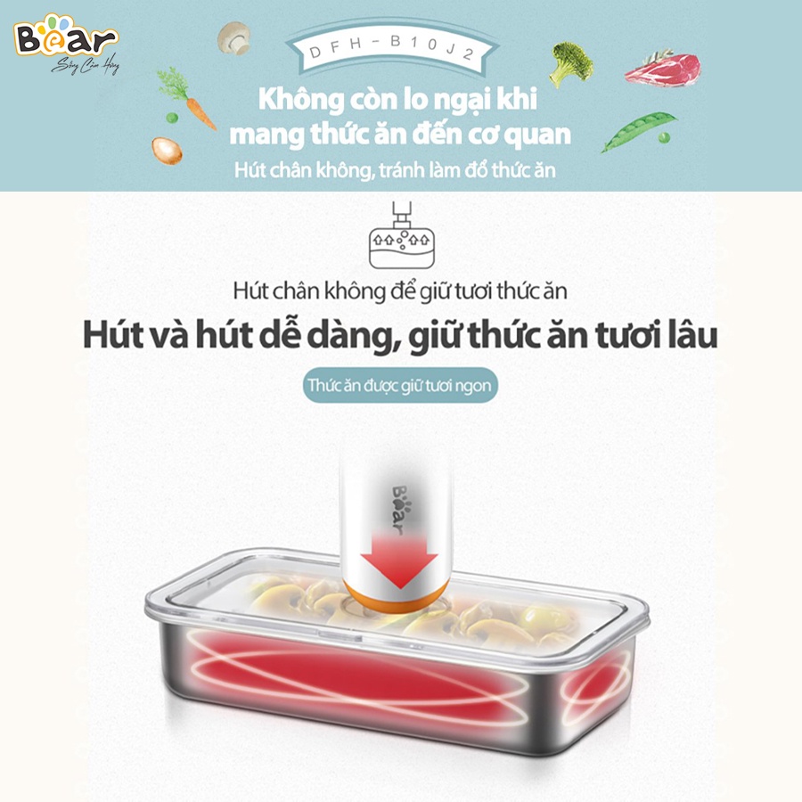 Hộp Cơm Cắm Điện Bear Giữ Nhiệt, Hâm Nóng và Tự Nấu Chín Tiện Lợi, An Toàn - DFH-B10J2