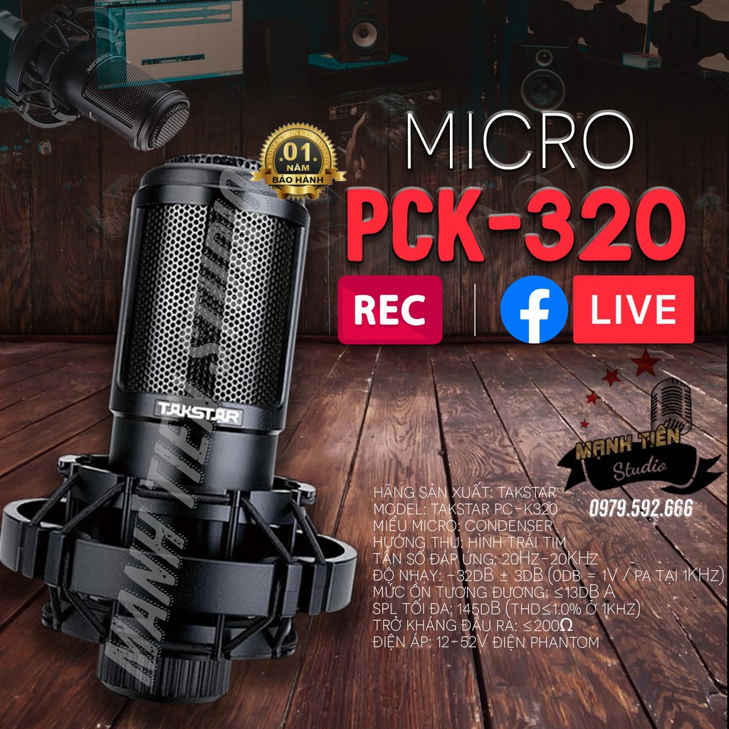 [tặng full phụ kiện] trọn bộ combo micro K320 + sound card X6 + full phụ kiện livestream karaoke thu âm xịn sò bh 12th