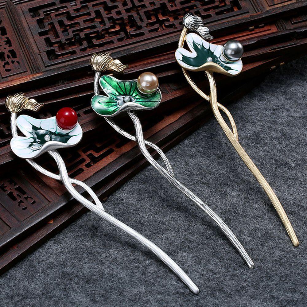 Trâm Cài Tóc Bằng Hợp Kim Hình Lá Sen Phong Cách Trung Hoa Cổ Điển Dành Cho Nam Nữ