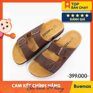 Giày Dép Đế Trấu Da Bò Thật Quai Ngang - Da Nâu [CHÍNH HÃNG - giày dép nam nữ unisex] HG01DN