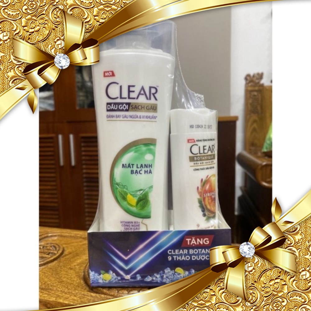 Dầu gội sạch gàu Clear mát lạnh bạc hà 340g Tặng chai 70g