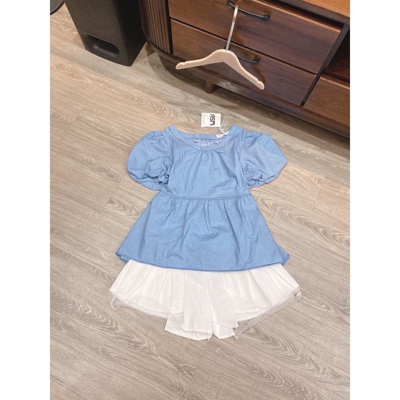 Set Áo Bò Babydoll Jean Tay Bồng Mix Quần Short -HÀNG CHUẨN LOẠI 1 [đổi trả nếu hàng xấu] FREESHIP