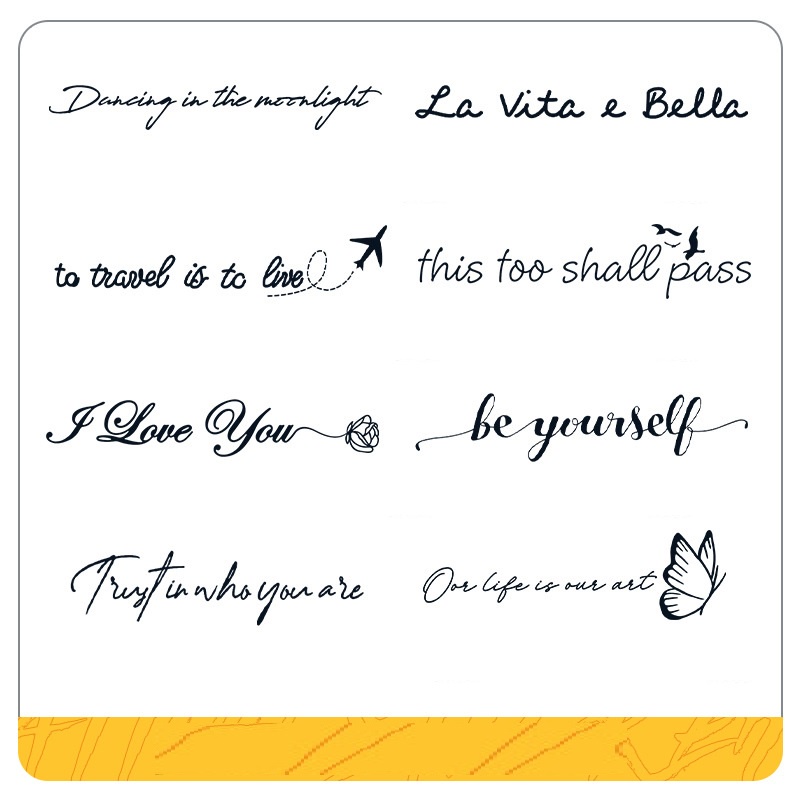 Bộ 8 hình xăm CHỮ dán tạm thời unisex chống thấm nước có thể kéo dài đến 15 ngày JIAMIN Magic Tattoo