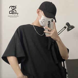 Áo thun trơn nam nữ 2S.Clothing unisex tay lỡ cotton màu đen