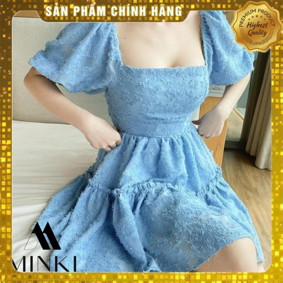 [MÃ XIA FREEHIP] VÁY ĐẸP HÈ 2021 - VÁY CỔ VUÔNG HỞ LƯNG - COTTON VỎ LÔNG VŨ - MÀU XANH -[THIẾT KẾ] | BigBuy360 - bigbuy360.vn