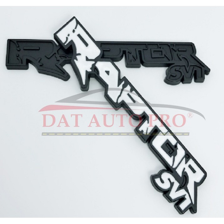 Tem 3D KIM LOẠI RAPTOR sv1 màu trắng trang trí xe oto bán tải,.