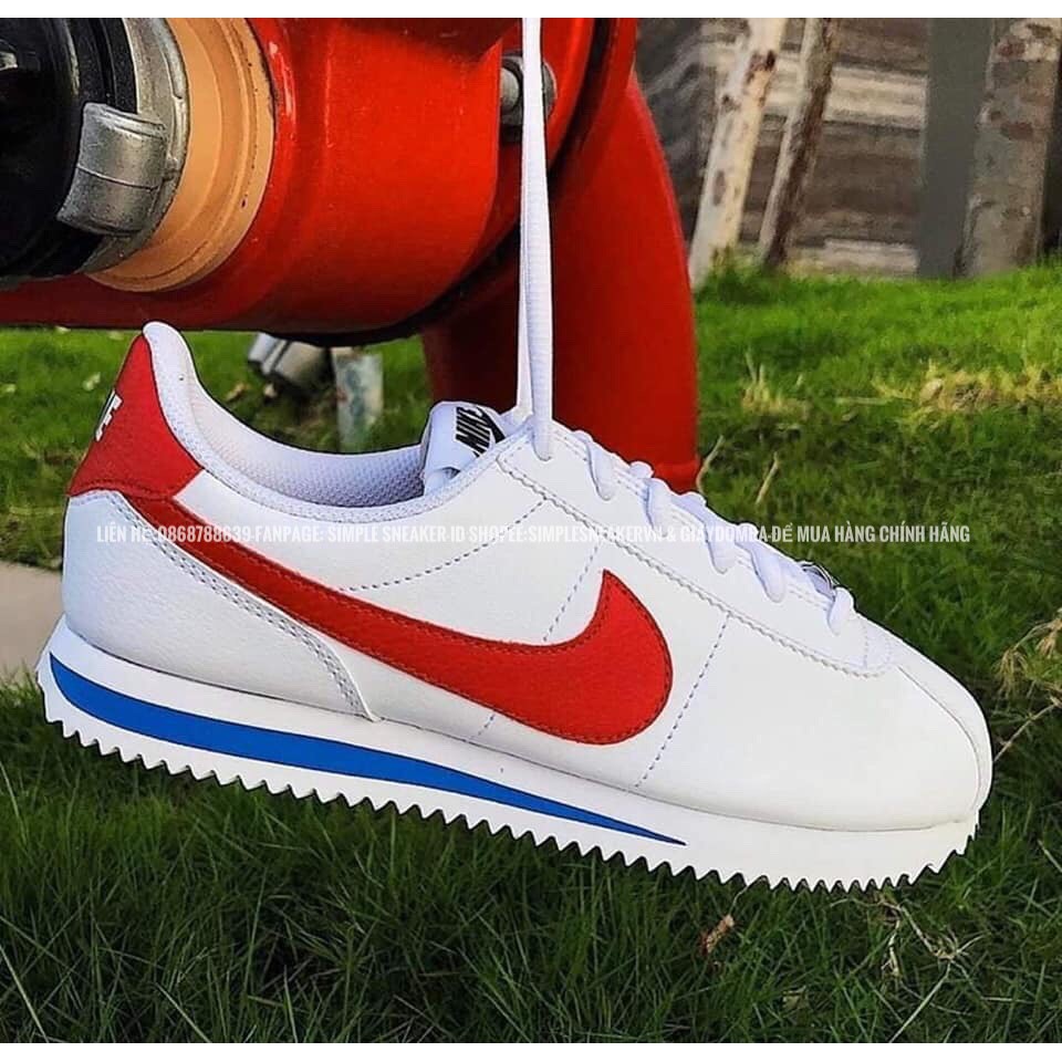 Giày Nike Cortez Auth FREESHIP Giày Thể Thao Nike Chính Hãng - Cortez OG White Red - Simple Sneaker