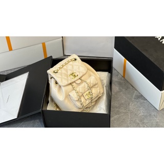 Balo Cha.nel DUMA backpack (2 nắp) TRẮNG KEM
