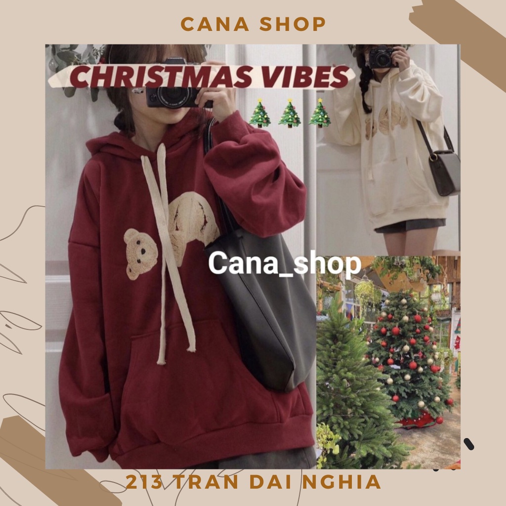 Áo Hoodie Gấu Chất Nỉ Bông Dày Dặng Phong Cách Hàn Quốc | CANA SHOP