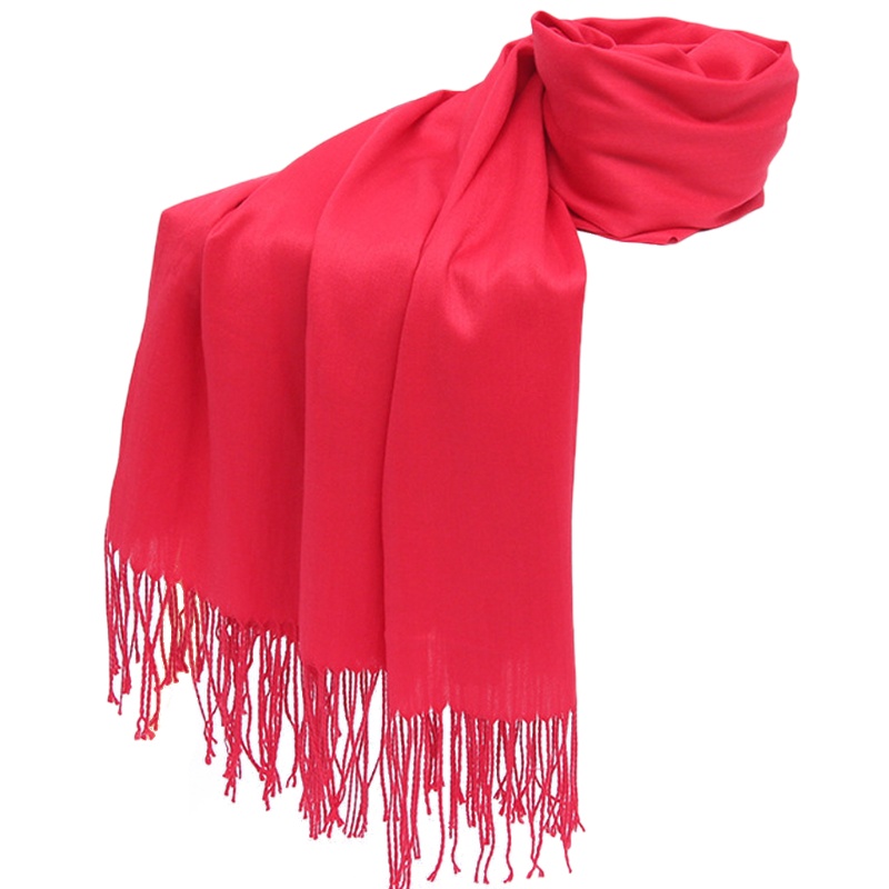 Khăn Choàng Dài Màu Trơn Đính Tua Rua Thời Trang Cho Nữ