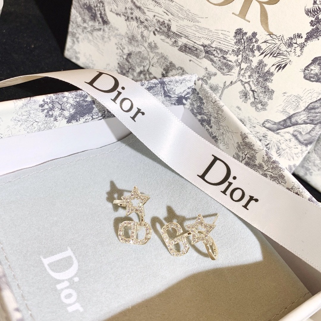 Khuyên Tai Tròn Bằng Thép Titan In Logo Dior Thời Trang Cho Nữ
