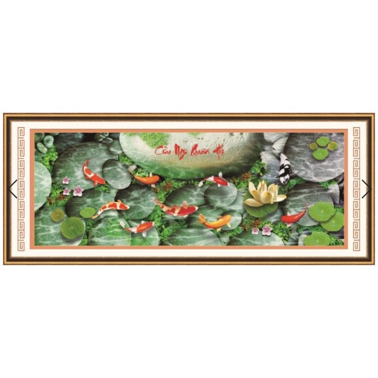 Tranh thêu chữ thập cá Cửu Ngư Quần Hội 3D AIluo AL53596 |123x52cm| chưa thêu