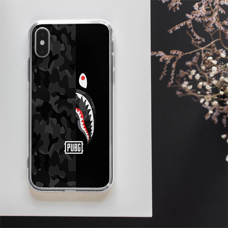 Ốp lưng BAPE cá mập PUBG GUN cho Iphone 5 6 7 8 Plus 11 12 Pro Max X Xr BAPPOD00106