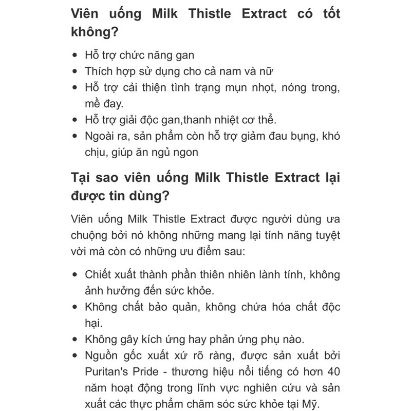 [HÀNG MỸ] Viên Uống Tinh Chất Kế SữaPuritan's Pride Milk Thistle 1000mg (180 Viên) | BigBuy360 - bigbuy360.vn