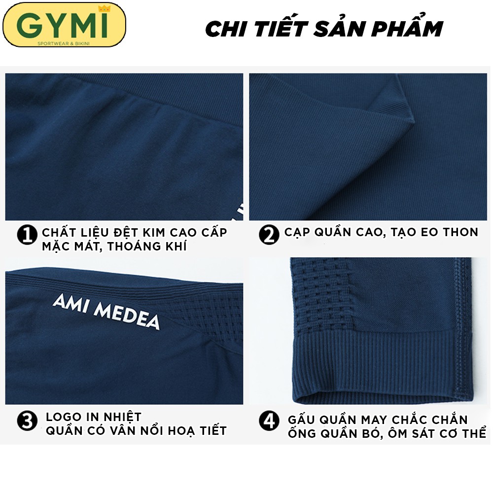 Quần tập gym yoga nữ GIMY QD01 dáng legging dài thể thao lưng cao nâng mông chất dệt kim co giãn Ami Meade