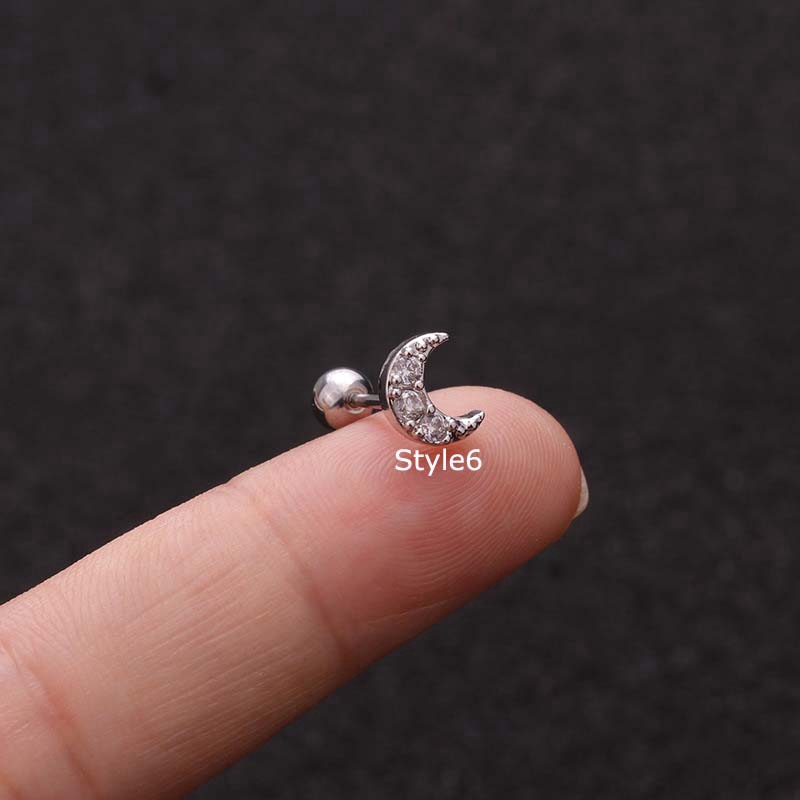 Khuyên Tai Hình Trăng Sao/ Trái Tim/Thánh Giá Bằng Thép Không Gỉ