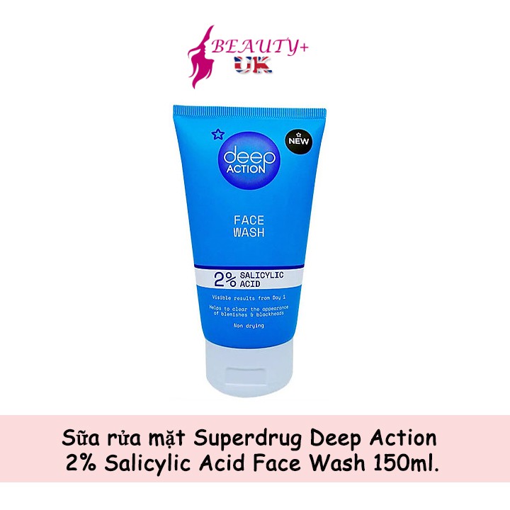 Sữa rửa mặt Superdrug Deep Action 2% Salicylic Acid Face Wash 150ml