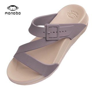 Dép Thái Lan Monobo Moniga 7 Quai Chéo đế 2.5cm - Kem quai tím