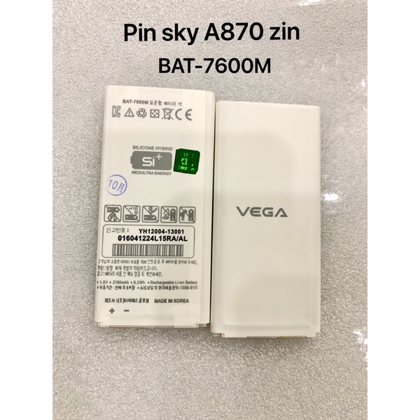 Pin sky A870 zin - kí hiệu trên pin BAT-7600M