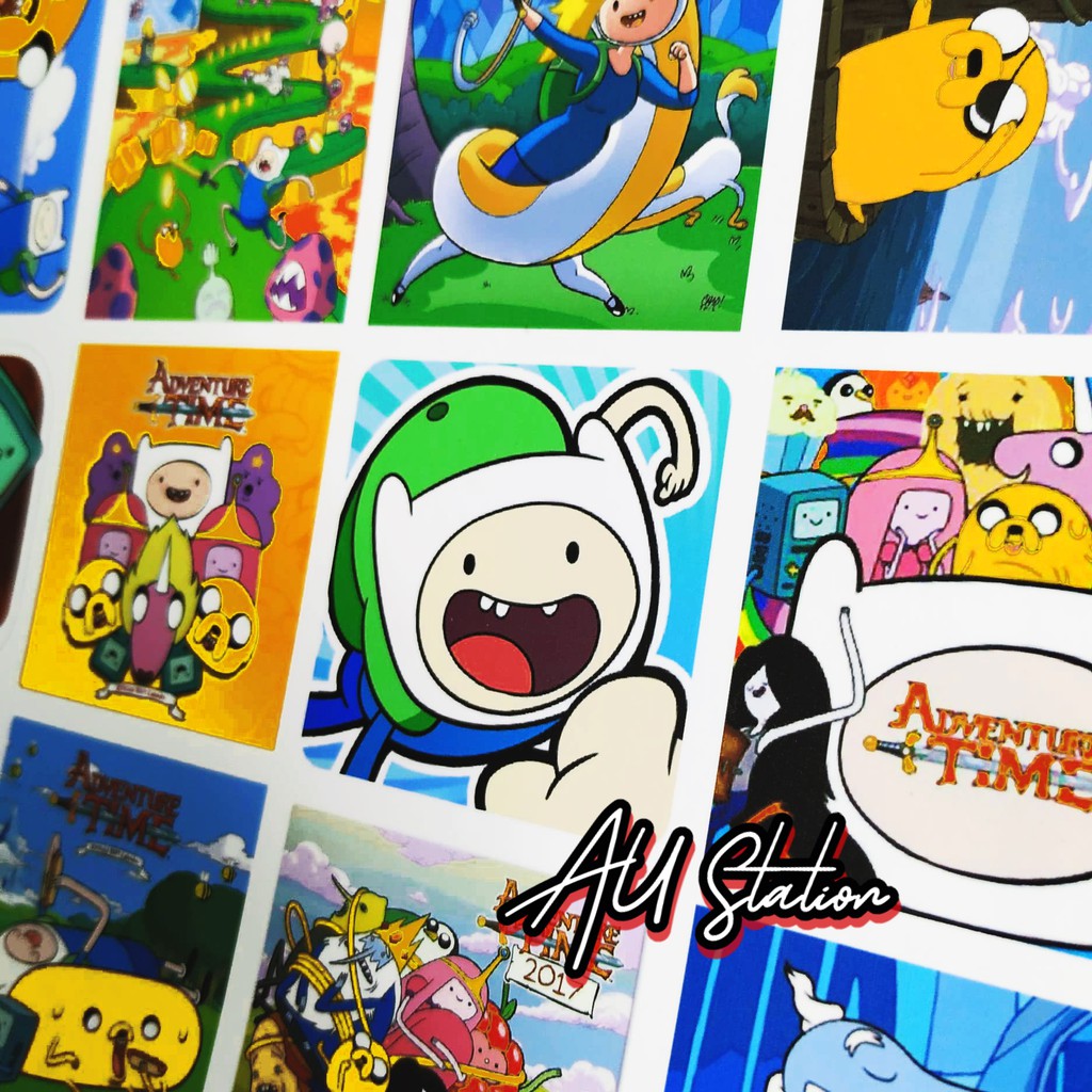 50 Sticker ADVENTURE TIME nhựa PVC không thấm nước, dán nón bảo hiểm, laptop, điện thoại, Vali, xe