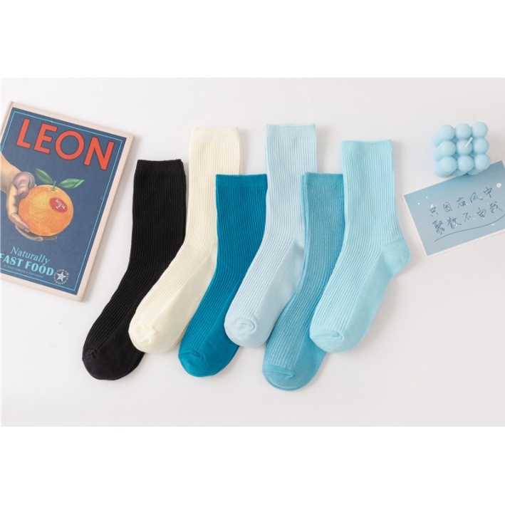 Vớ - Tất cổ cao trơn màu Tone Xanh Dương màu siêu đỉnh free size Unisex Style