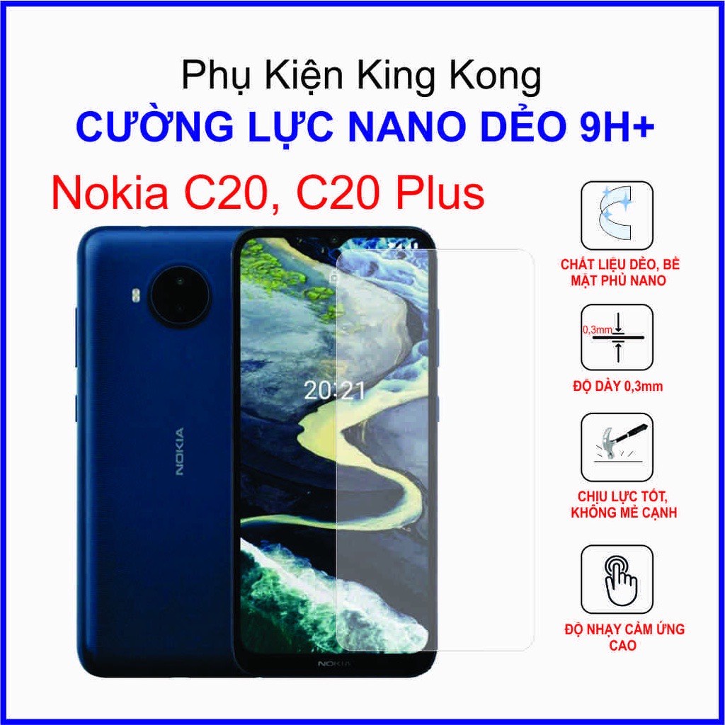 Dán cường lực Nokia C20, C20 Plus ,  cường lực nano dẻo 9H+