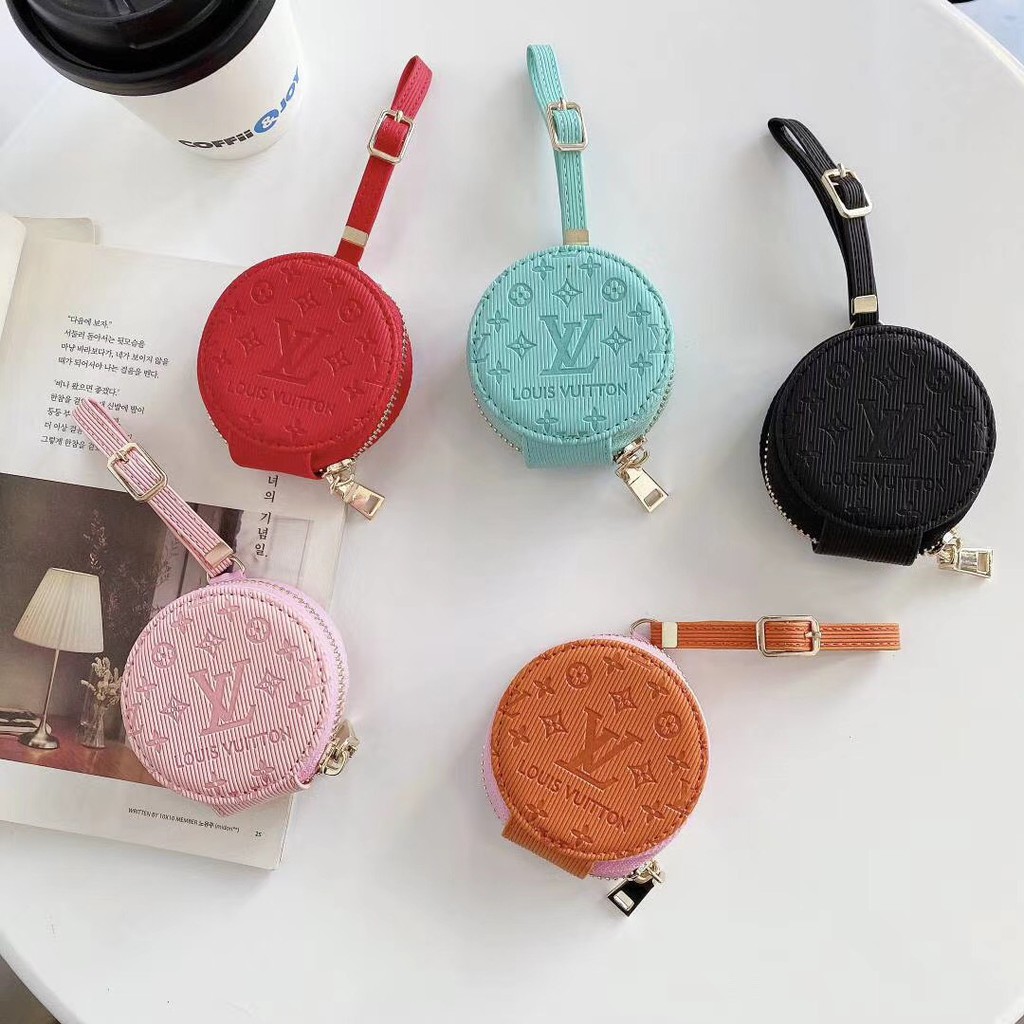 Vỏ Đựng Hộp Tai Nghe Hình Tròn Có Khóa Kéo Chống Trượt & Rơi Cho Airpods 1 / 2 / Pro